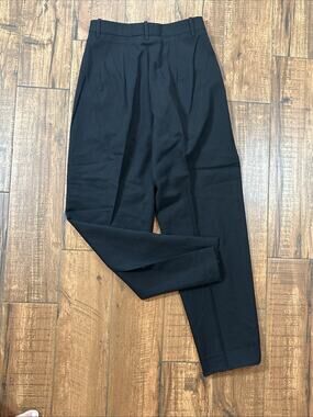 Vintage Women's Ropa Black Wool Pleated High Waist Trousers Size 6